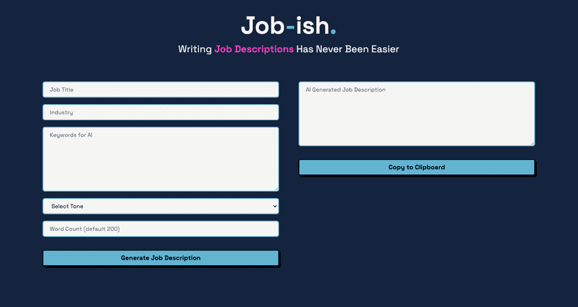 Screenshot of the Job-ish website.